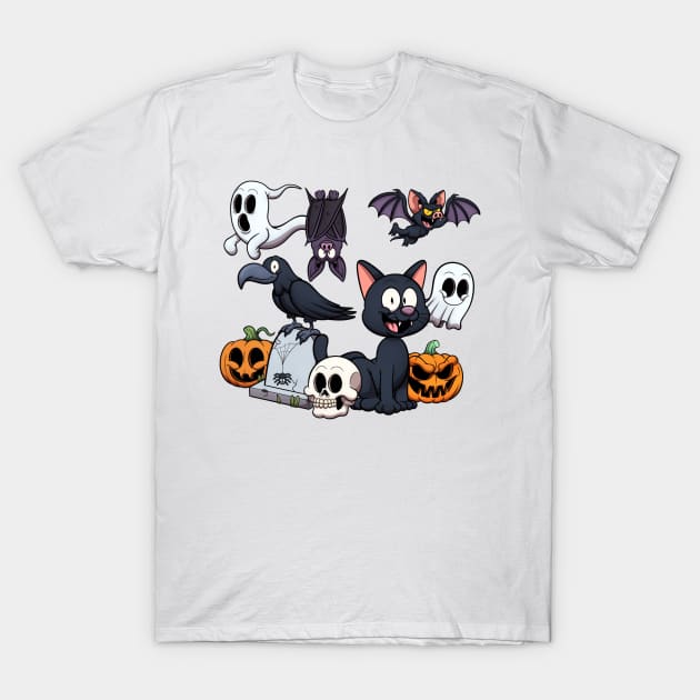 Halloween Characters T-Shirt by TheMaskedTooner